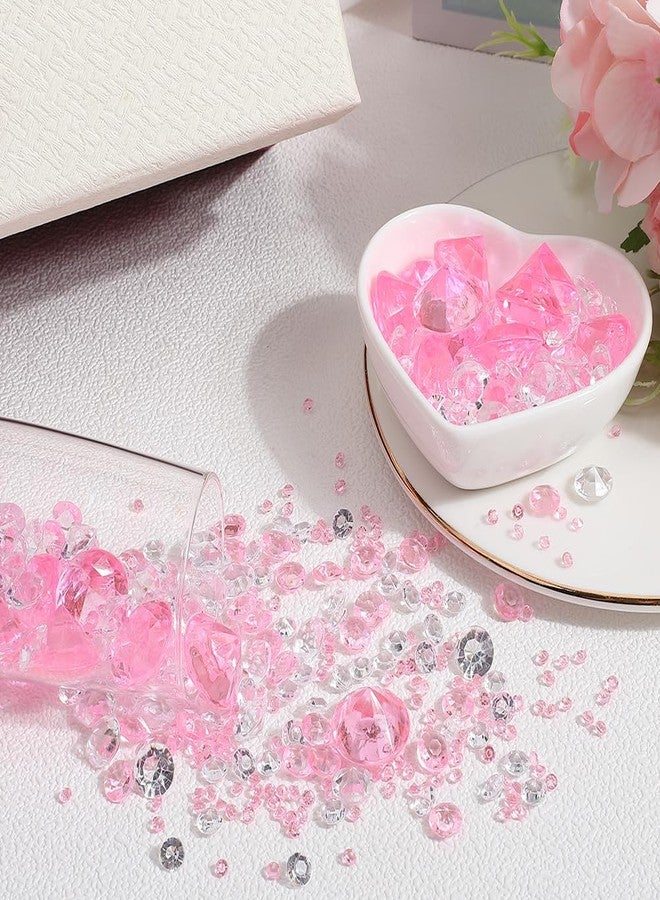 SOFPLATE 1100Pcs 5 Sizes Pink Diamond Gems Clear Acrylic Diamonds Valentine's Day Faceted Faux Gem Stones No Hole Bead for Vases Fillers Table Scatter Confetti Centerpieces Wedding Decor Art Crafts - Image 5
